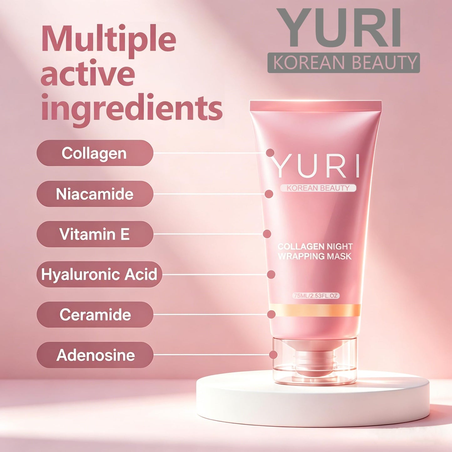 YURI Collagen Night Wrapping Mask, Peel Off Face Mask for Hydration Care