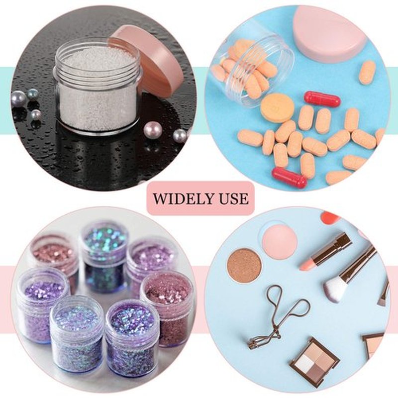 20 Pieces Round Pot Jars Plastic Cosmetic Containers Set with Lid for Liquid Creams Sample, 20 ml/ 0.7 oz (Black, White, Clear, Pink, Teal Lid)