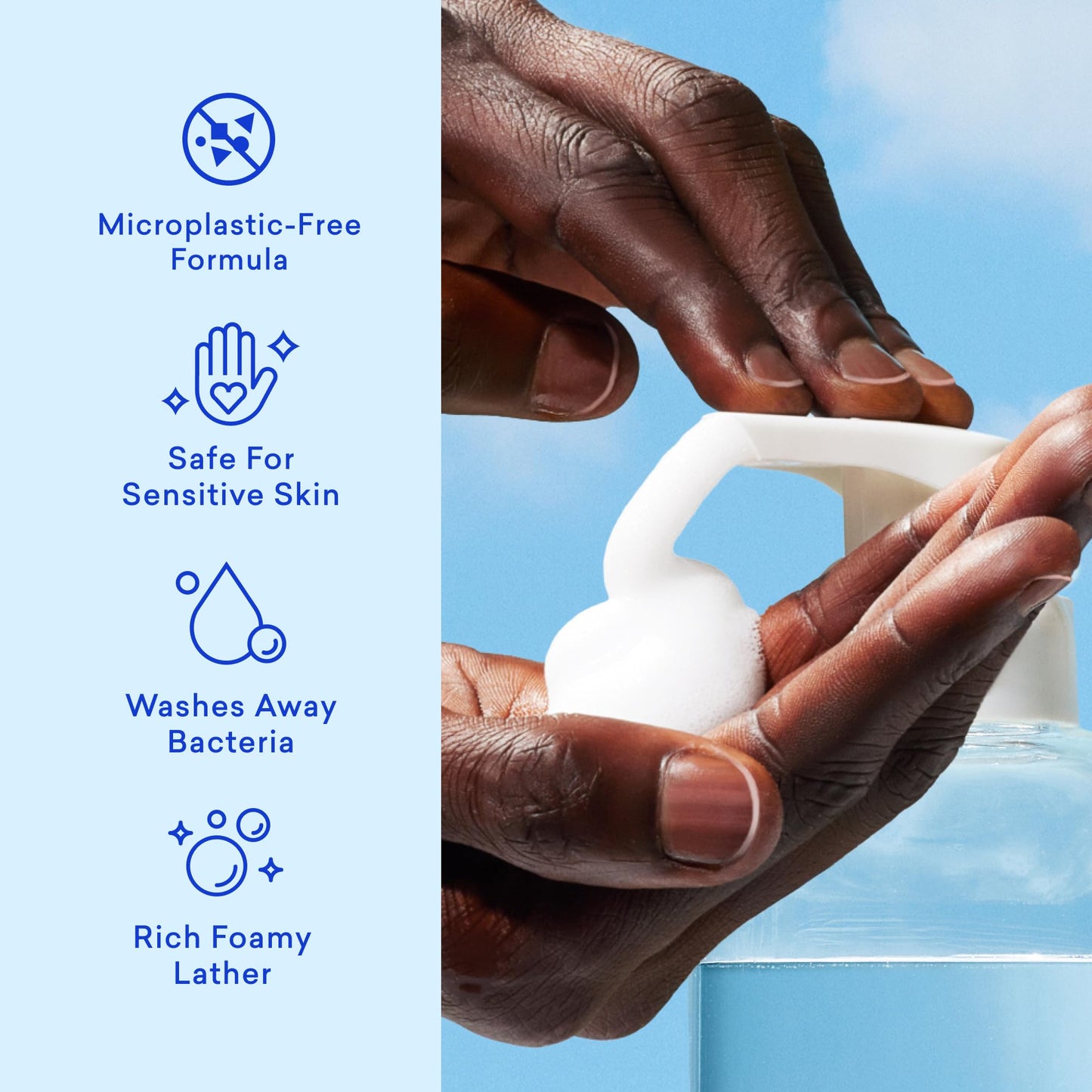 BLUELAND Hand Soap Duo - 2 Refillable Glass Foaming Hand Soap Dispensers + 8 Tablet Refills | Iris Agave Scent | Makes 8 x 9 Fl oz bottles (72 Fl oz total)
