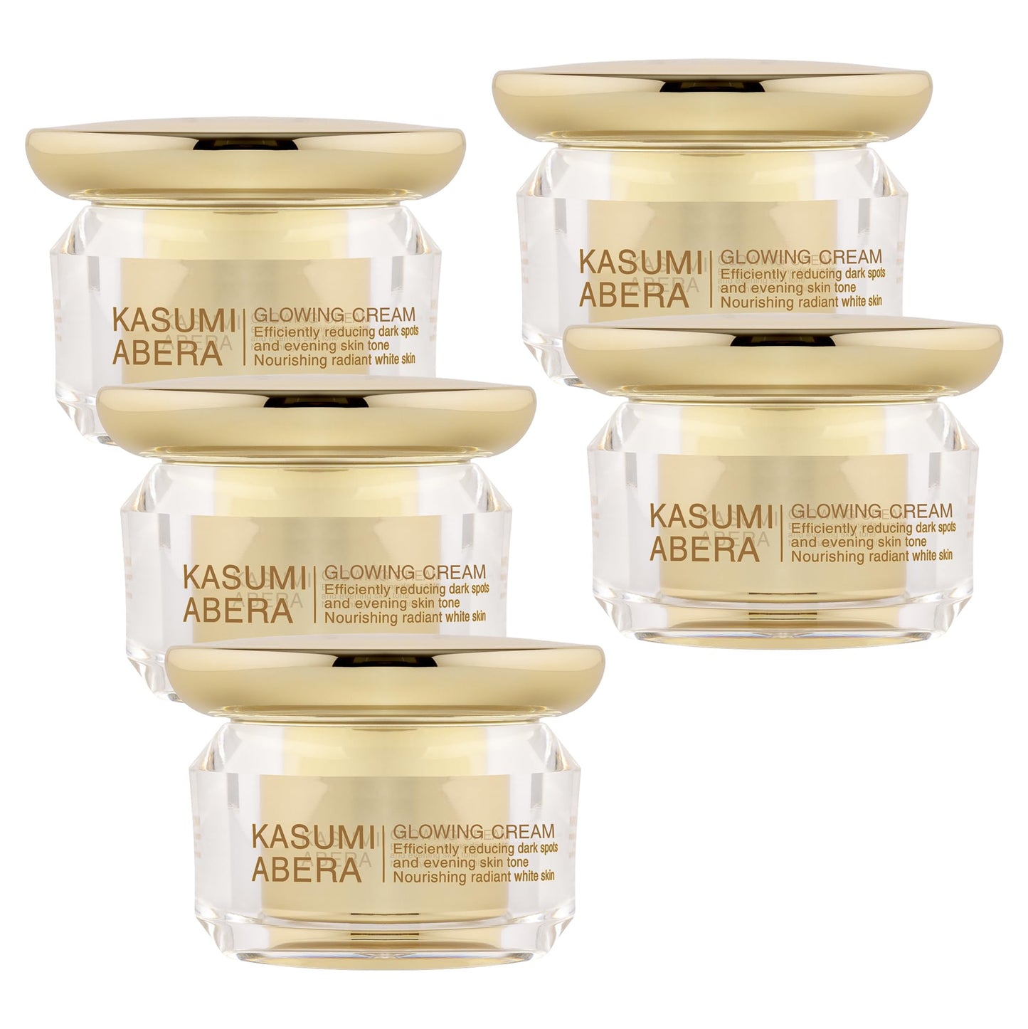 ABERA Kasumi Glowing Cream, Melasma Treatment with Niacinamide & HA, Dark Spot Remover For Face, Reduce Fine Lines, Wrinkles, Anti-aging, Red Ginseng Extract, Melasma Cream (0.7 Oz Per Item) (Set 5)
