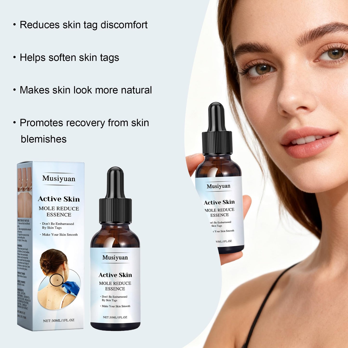 Musiyuan Facial and body mole and skin growth removal serum – fast-acting, precise dropper design effectively removes various warts (30ml)