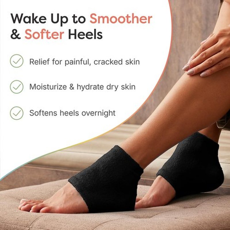 ZenToes Moisturizing Sleep Socks with Vitamin E, Olive Oil and Jojoba Seed Oil to Soften and Hydrate Dry Cracked Heels (Fuzzy Black, Regular)
