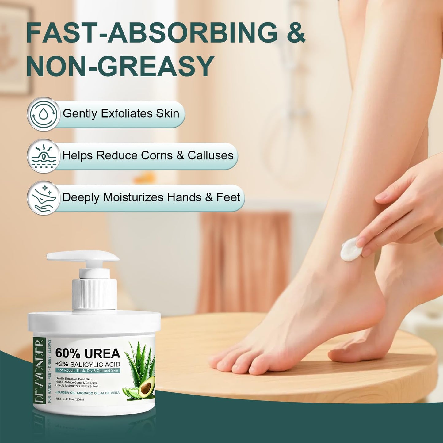 Urea Cream 60 Percent For Feet Maximum Strength with Salicylic Acid 8.45 oz