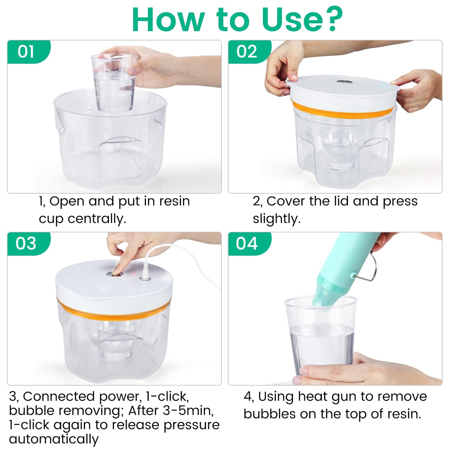 Resin Bubble Remover, Faster Remove Bubbles Within 5 Mins, Wide Vacuum Degassing Chamber, Compact Epoxy Resin Airless Machine for Silicone Resin Molds Arts Crafts Jewelry Making