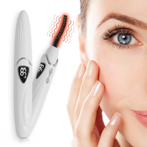 EYECURL Heated Eyelash Curlers, Portable Heated Lash Curler,Heated Eyelash Curler Intelligent Power 0ff, Makeup Electric Eyelash Curler (Bright White, S600-148MM)