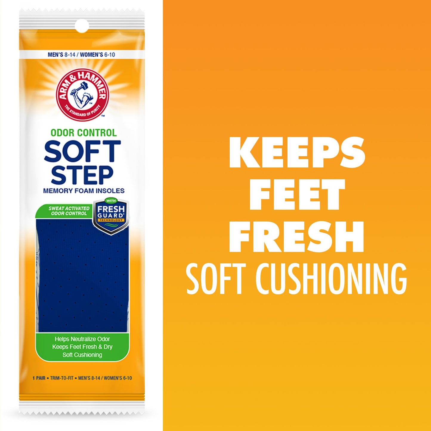 Arm & Hammer Soft Step Memory Foam Insoles (M 8-14/W 6-10)