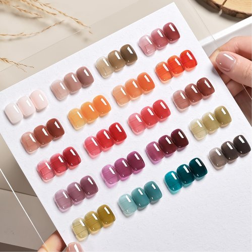 GAOY 23 Pcs Gel Nail Polish Kit, Fall Colors UV Gel Nail Polish Set with Glossy & Matte Top Coat and Base Coat for Nail Art Home DIY Gel Nail Kit