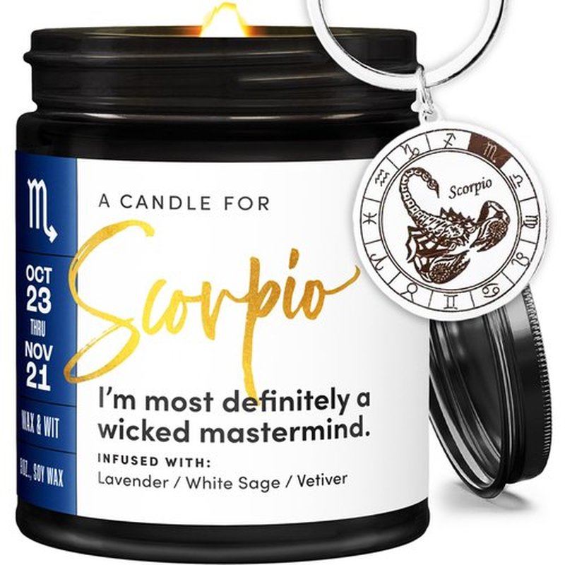 WAX & WIT Birthday Gifts for Women, Scorpio Gifts Women, Scorpio Candle Gifts for Women, Astrology Gift, October November Birthday Gifts for Women, Zodiac Candles, Birthday Gifts for Her, Zodiac Gifts
