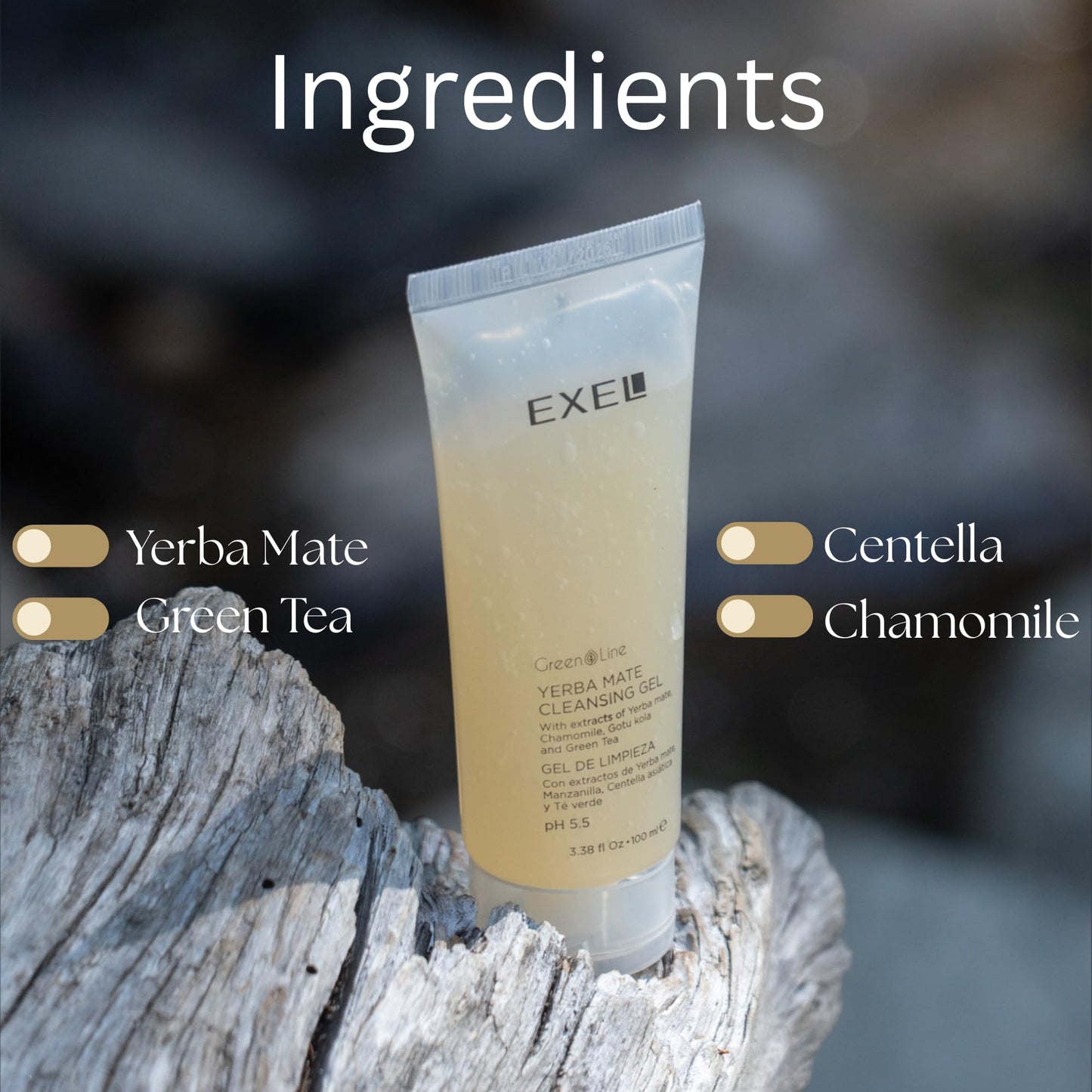 EXEL Gentle Facial Cleanser – Daily Face Wash for Sensitive Skin – Yerba Mate, Green Tea & Chamomile – Hydrating Cleansing Gel 100 ml