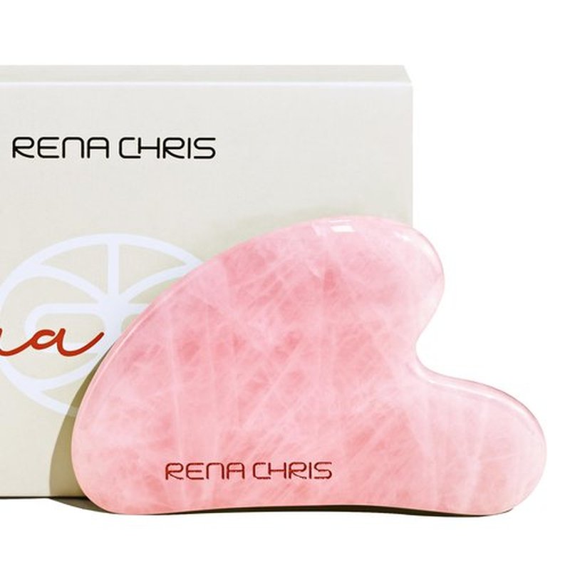 Rena Chris Gua Sha Facial Tools, Natural Jade Stone Guasha Tool, Manual Massage Sticks for Jawline Sculpting and Puffiness Reducing, Gua Sha Scraping Massage Tool, Skin-Care Tool (Pink)