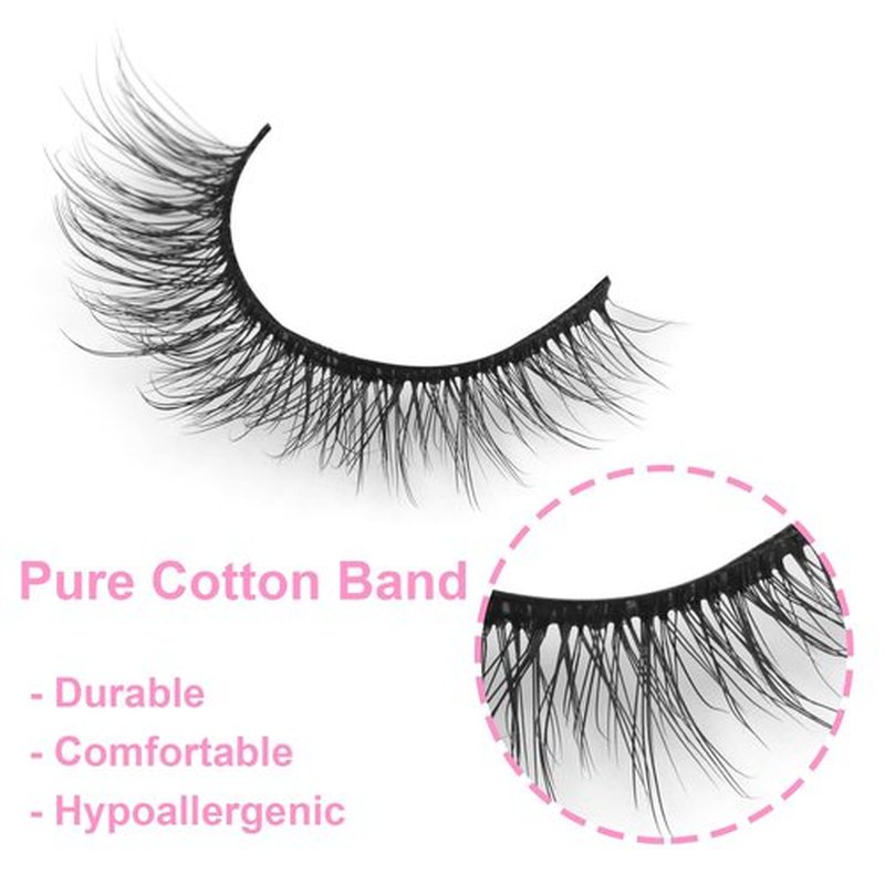 Natural Lashes 10mm Wispy False Eyelashes Natural Look Faux Mink Wispies Eyelashes Fluffy Strip Lashes Pack by Kiromiro