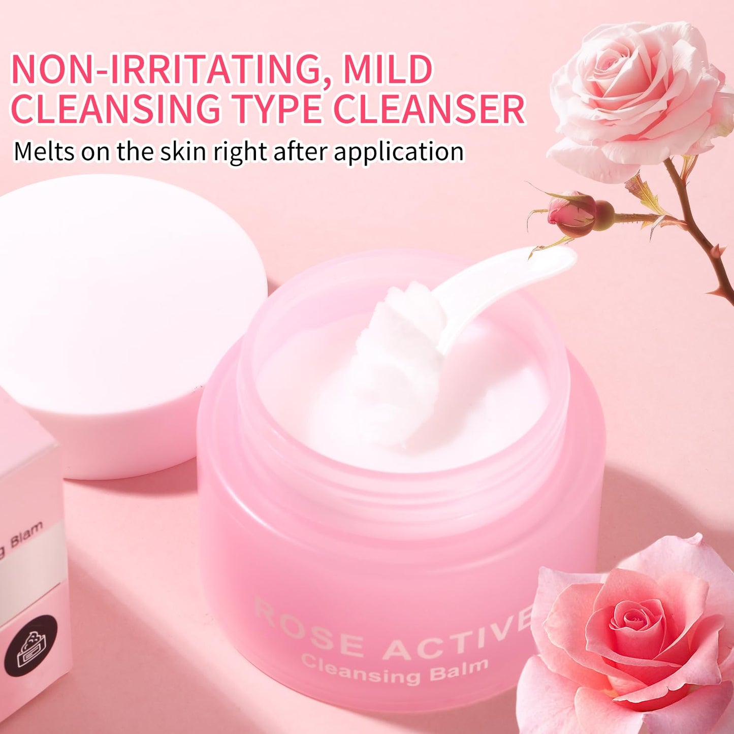 OUPEICHARM Makeup Remover & Cleansing Balm, Rose Makeup Melting Remover, Gentle and Nourishing Cleansing Balm for Eyes, Lips, Face, Sensitive Skin, Deep Cleanse & Moisturize