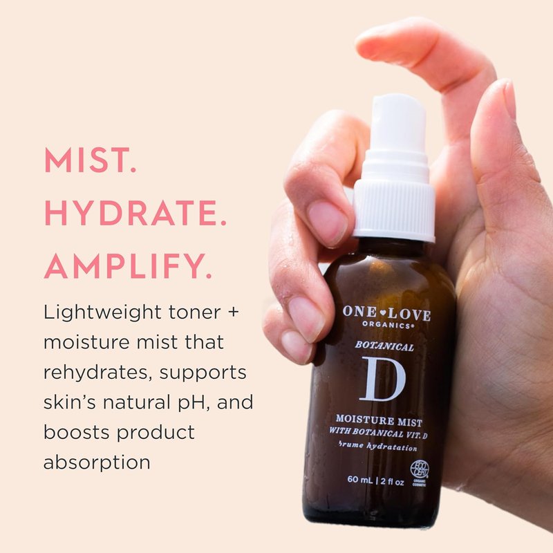 One Love Organics Botanical D Moisture Mist - Hydrating Face Toner with Vitamin D | Certified Organic, 2 oz
