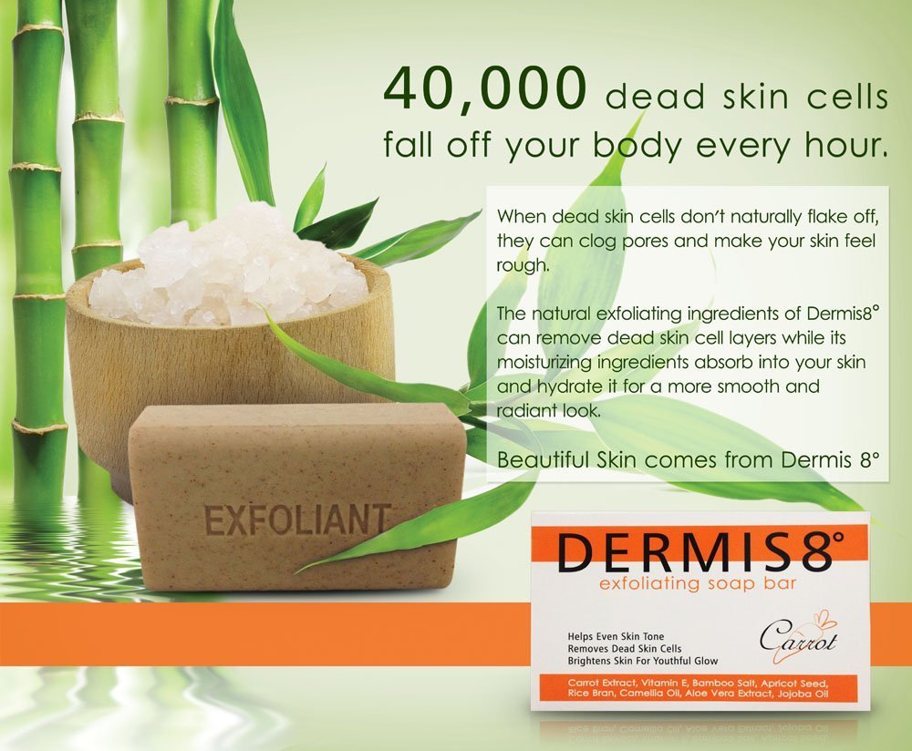 Dermis8° Dermis 8 Exfoliating Beauty Bar Soap with Carrot & Camellia Oil, 200gr