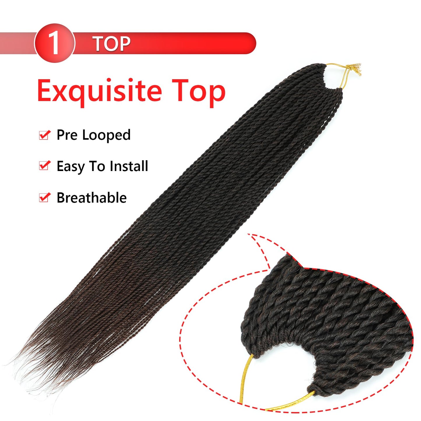 Senegalese Twist Crochet Hair for Black Women 24 Inch Pretwisted Crochet Hair 9 Packs Boho Goddess Twist Crochet Hair Pre Looped Hot Water Setting Crochet Twists with Natural Straight Ends