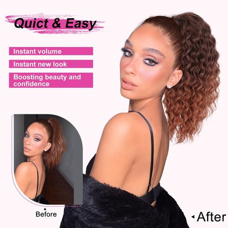 AISI BEAUTY Curly Ponytail Extension Drawstring Ponytail for Women 18 Inch Fake Ponytail Synthetic Clip in Pony Tails Hair Extensions
