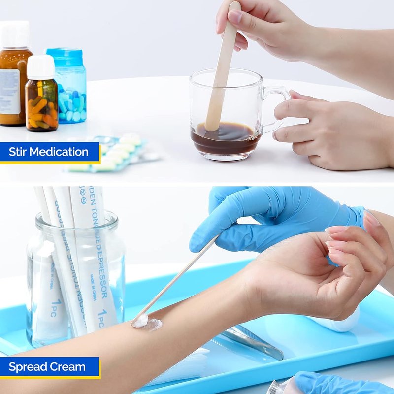 Tongue Depressors - Sterile 100 Count, 6" Individually Wrapped Wooden Medical Tools | Perfect for Crafts