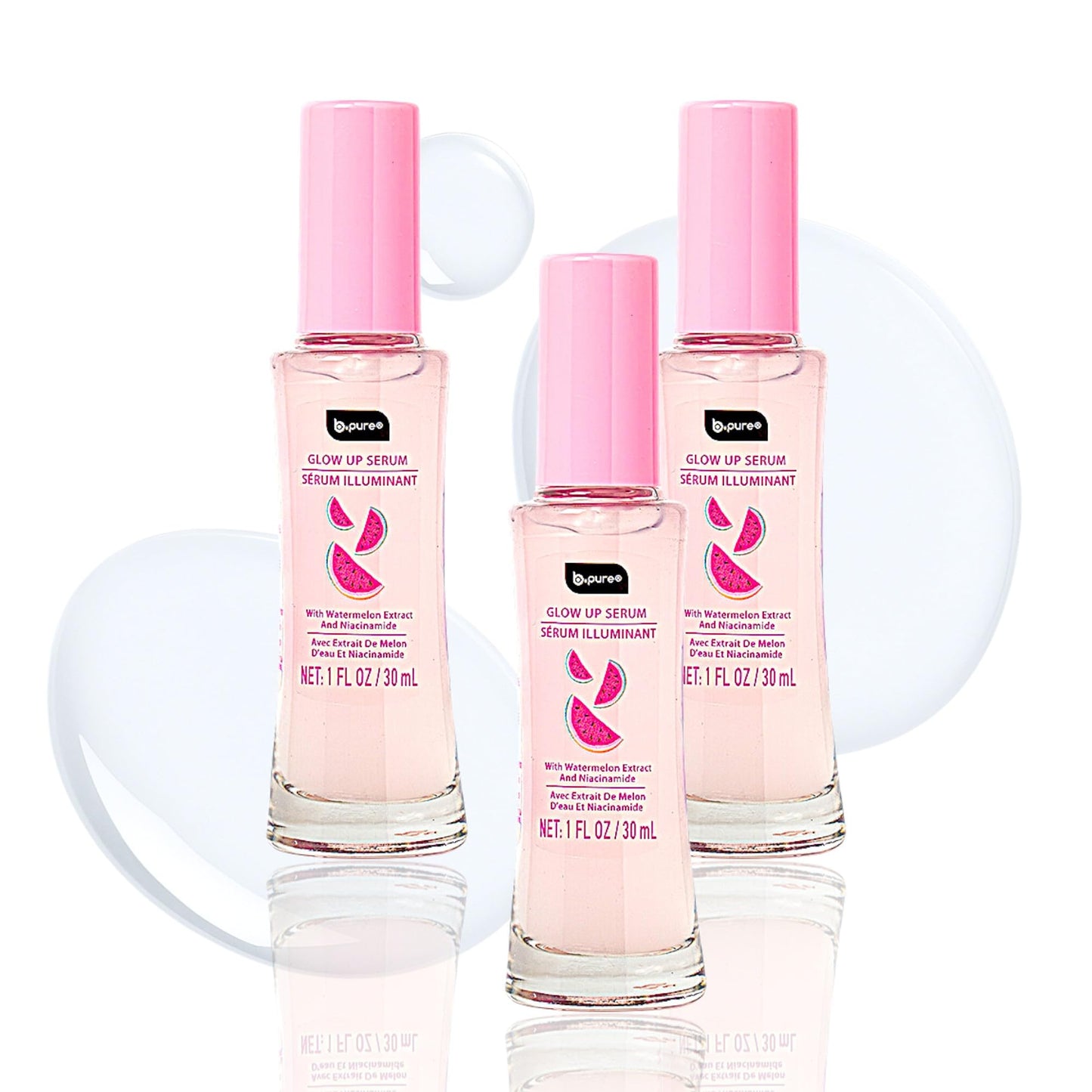 b.pure Glow Up Watermelon Hydrating & Soothing Face Serum | Watermelon Extract & Niacinamide | 1 oz, 3-Pack