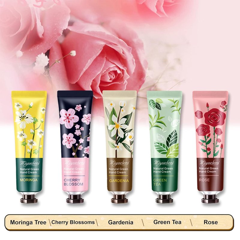 Hand Cream Set - 5 Pack Moisturizing Lotion for Chapped Hands | Natural Botanical Fragrance, Travel Size 30ml (Floral)