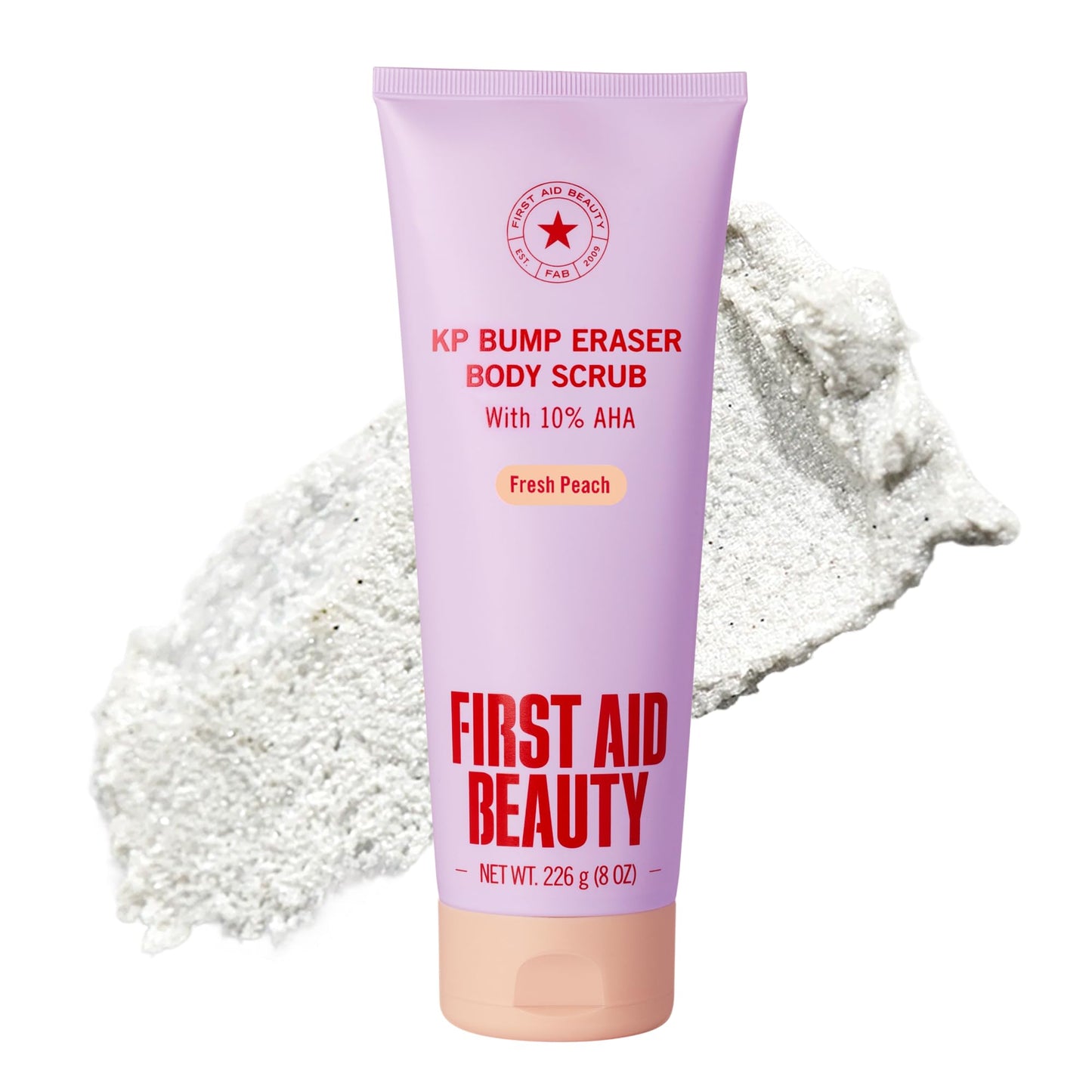 First Aid Beauty KP Bump Eraser Body Scrub with 10% AHA - Dermatologist-Tested Keratosis Pilaris Exfoliator - Support for Rough Bumps & Uneven Skin Texture - Sensitive Skin - 8 oz, Fresh Peach