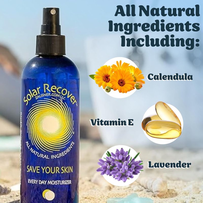 Solar Recover After Sun Moisturizing Spray - Hydrating Body & Face Mist for Sunburn Relief | 12oz & 2oz Sizes, Enriched with Vitamin E & Calendula