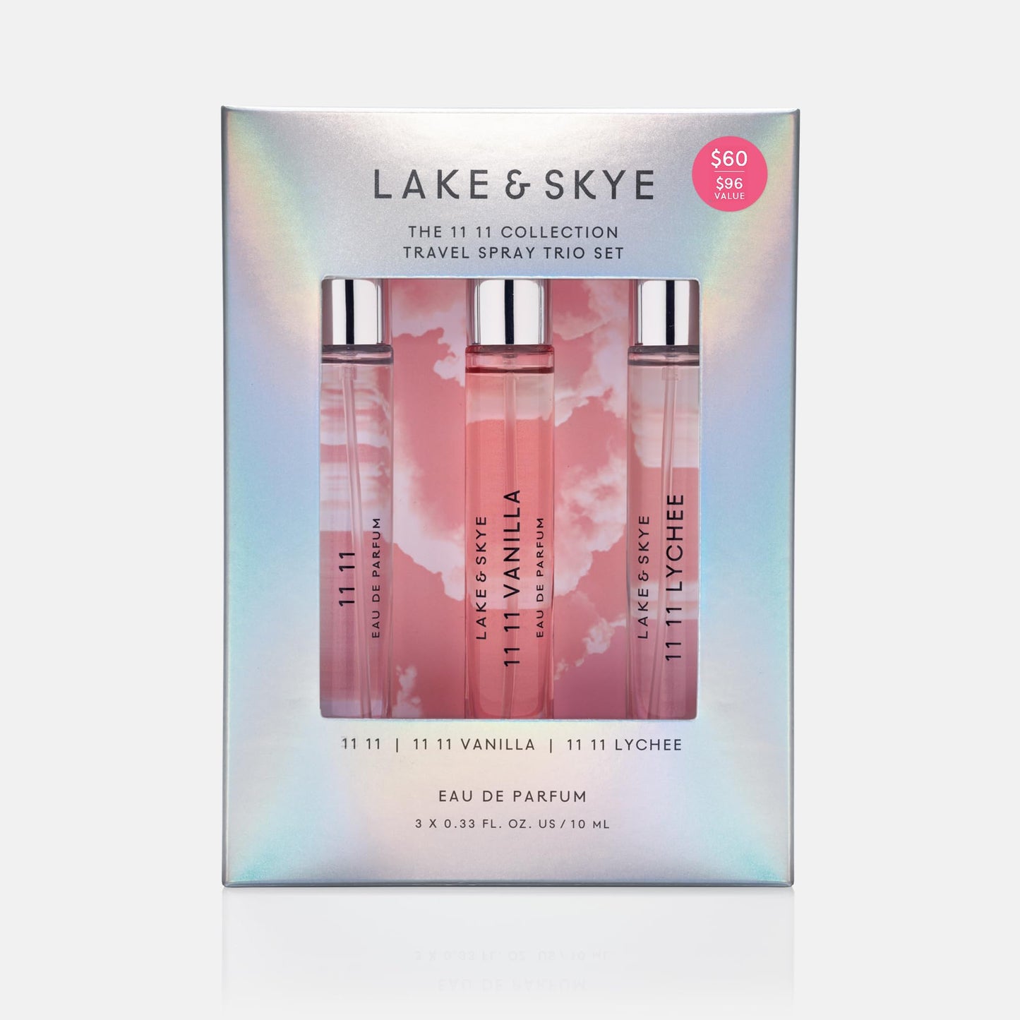 Lake & Skye Limited Edition 11 11 Eau De Parfum Collection Travel Spray Trio Gift Set - Includes Original Good Luck, Lychee, and Vanilla -15ml each