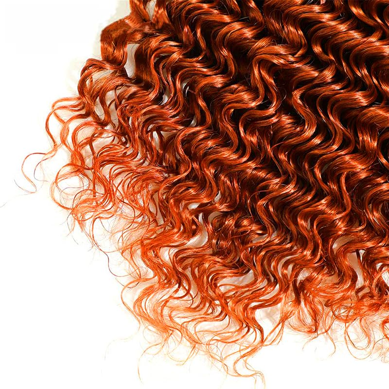 #350 Deep Wave Bundles Ginger Human Hair Bundles Orange Deep Wave Bundles 20 20 20 Inch Same Length 3 Bundles Double Weft Ginger Hair Weave