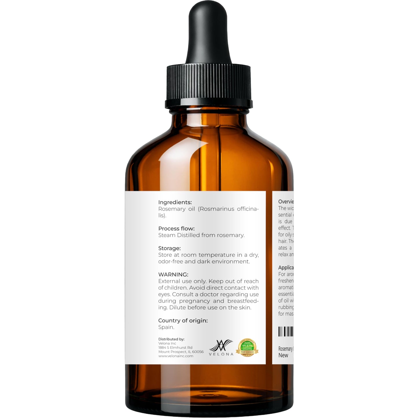 velona Rosemary Essential Oil - 4 Fl Oz | Therapeutic Grade | for Aromatherapy Diffuser, Massage, Skincare, Haircare, Soapmaking