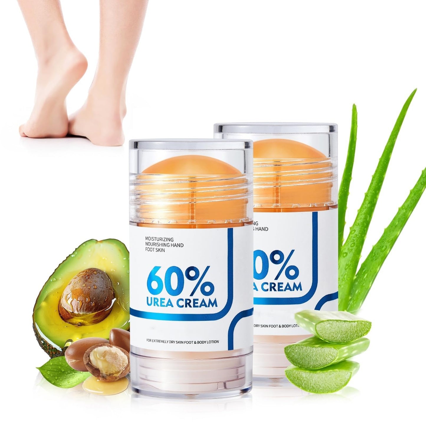 NIZENTA Foot Care Urea Cream Stick 60% Urea Deeply Moisturising with Rapid Absorption Nourishes Dry Skin Removes Dead Skin Suitable for Feet, Knees and Elbows 40g*2