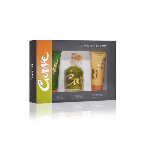 Curve Men's Cologne Fragrance Set, Body Wash, Aftershave Balm & Cologne, Casual Day or Night Scent, Father's Day 3 Piece Gift Set