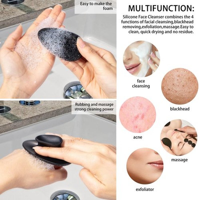 4 Colors Silicone Face Scrubber, Beomeen Facial Cleansing Brush Soft Silicone Facial Exfoliation and Massage Brush Blackhead Scrubber for Men and Women