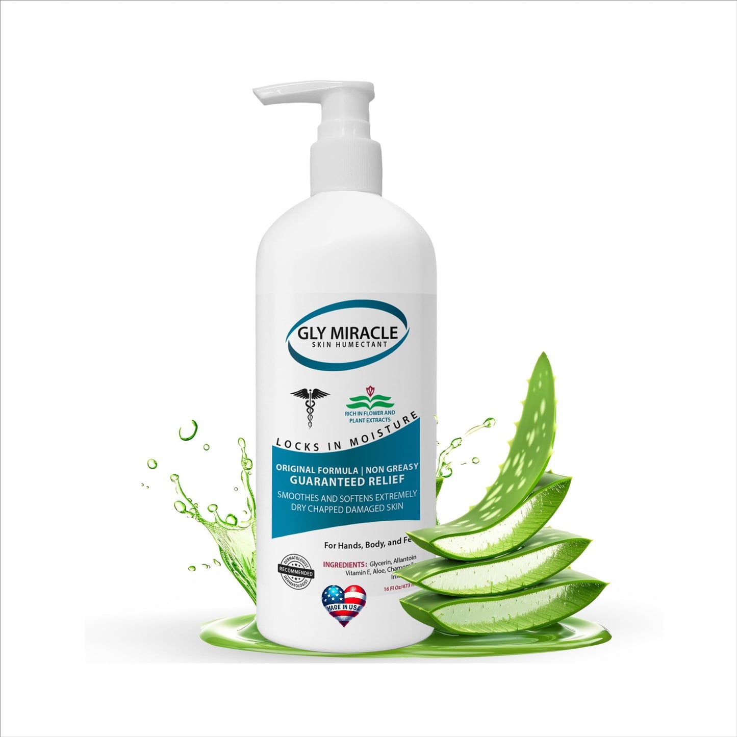 GLY MIRACLE Lightly Scented Non-Greasy Body Lotion, 16 oz High-Glycerin Hydration for Extremely Dry Skin, Hands, Feet & Body
