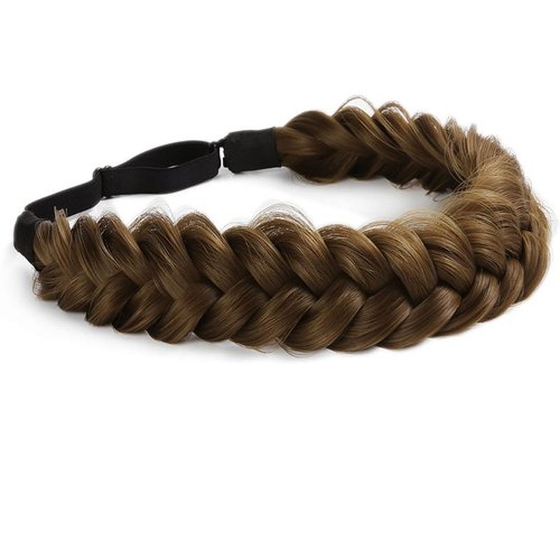 STHEJFB Braid Headband 2 3 Strands combinations Messy Wide Chunky Fluffy Elastic Stretch Hairpiece Braided Headband Women Girl Beauty accessory (Braid pioneer B)