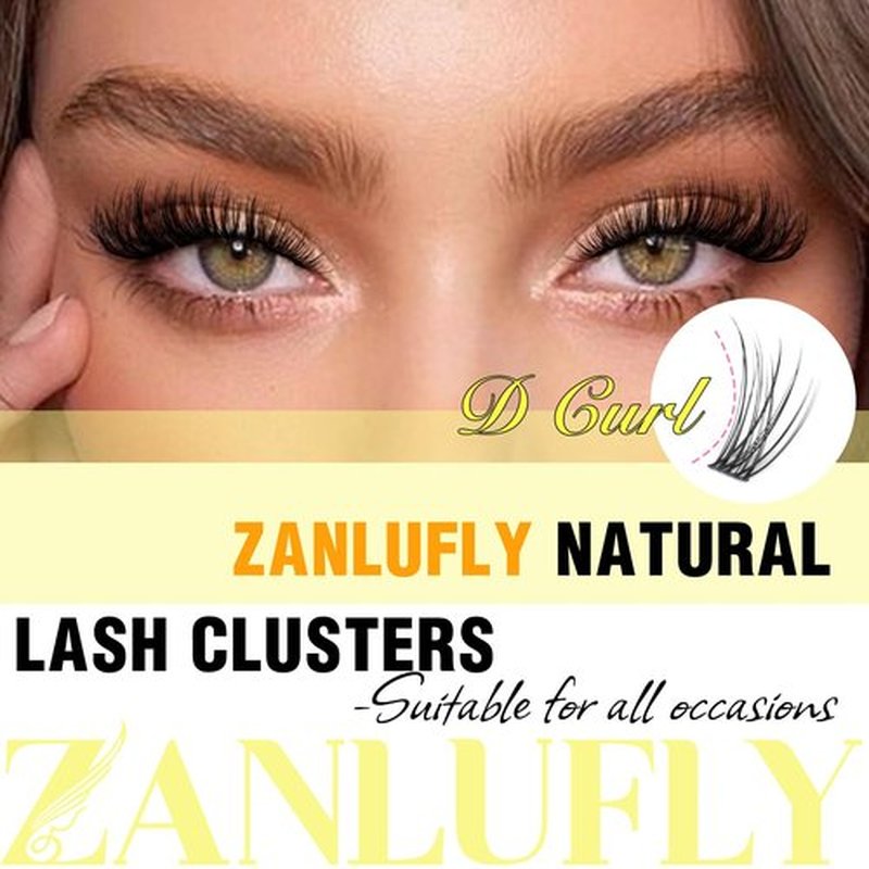 Lash Clusters Natural Left&Right Individual Lashes Cat Eye Eyelash Clusters D Curl Wispy DIY Lashes Extensions Cluster Eyealshes Extension (252Pcs,7-16MM)