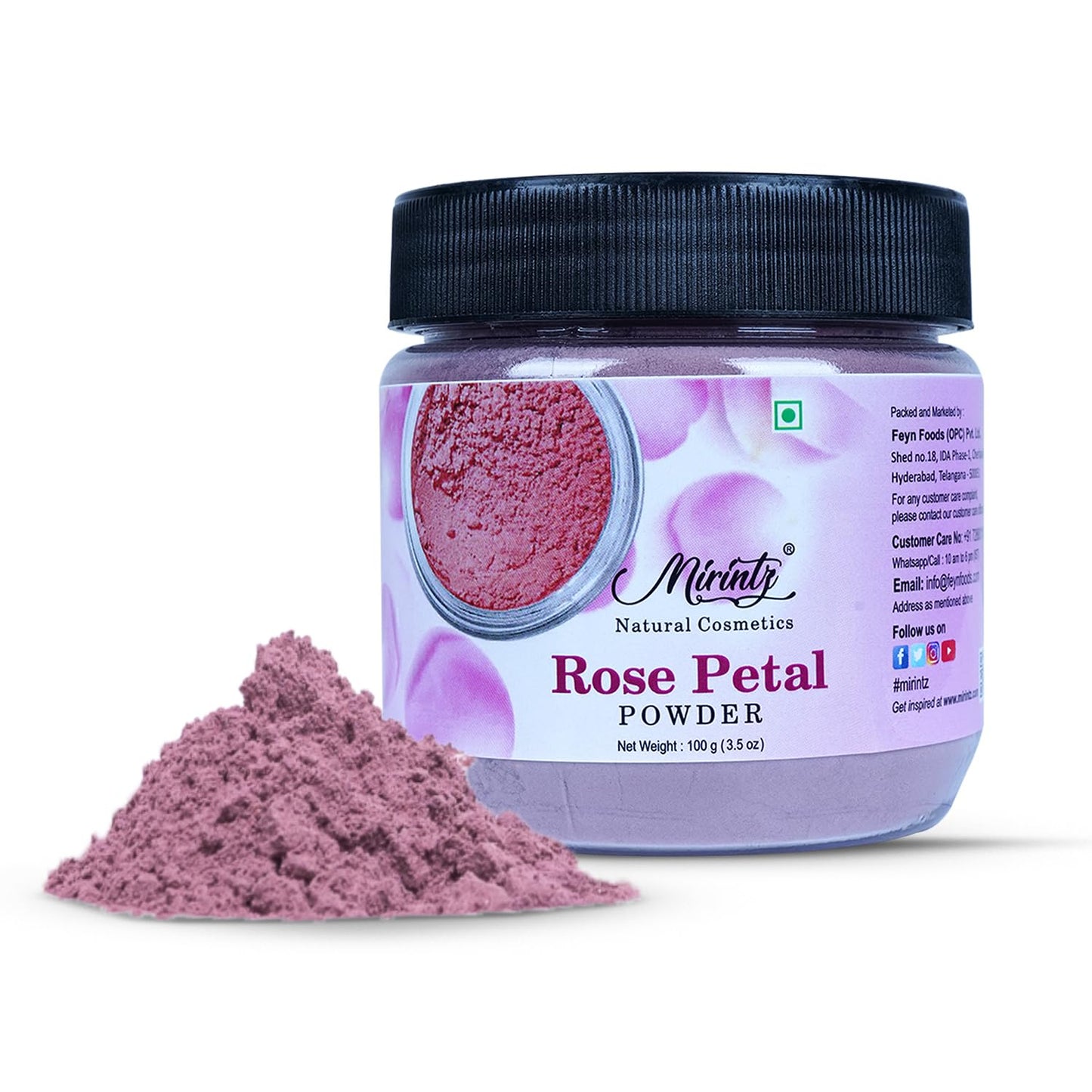 Mirintz 100% Natural Dried Rose Petals Powder (100 gms) | Best for DIY Face Masks Skincare Peel Off | Ayurvedic Skin Care Glow Recipe | Real Rose Petals Powder Brightening Face Mask