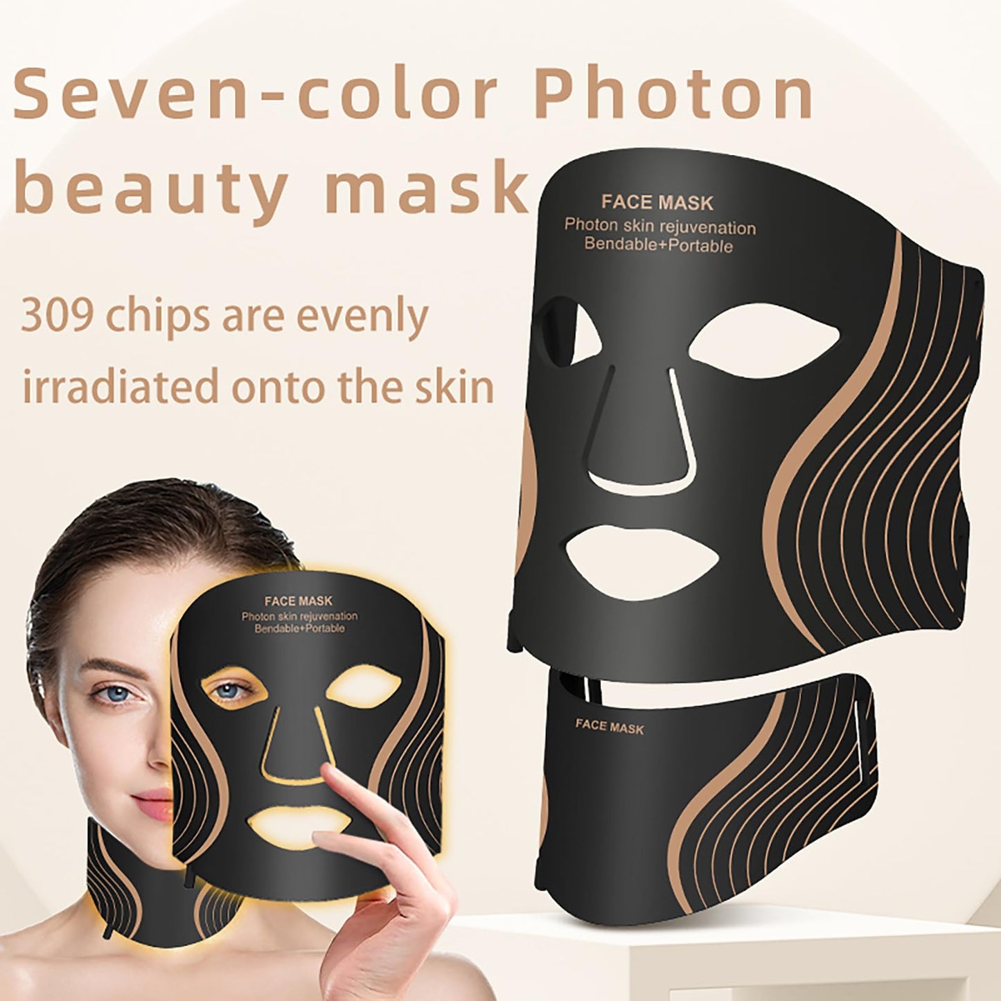 Red Light Therapy Mask for Face,LED Light Therapy Mask Skin Care Mask & Neck,Infrared Lights Masks for Home Working Travel Yoga Sleep