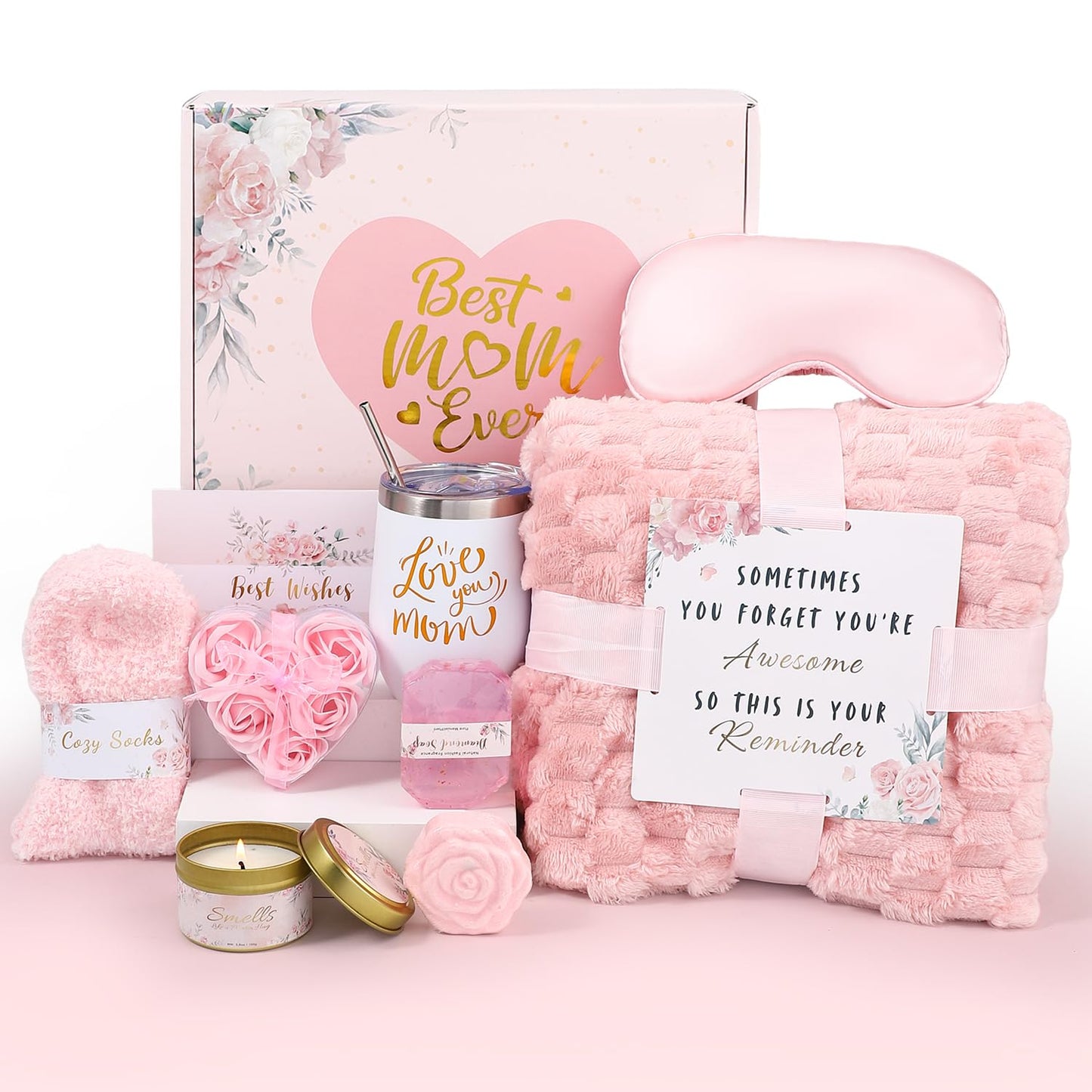 Mothers Day Gifts for Mom, Self Care Get Well Soon Gifts for Women, Relaxing Spa Gifts Basket Care Package Unique Birthday Valentines Galentines Gift for Women Sister Girlfriends
