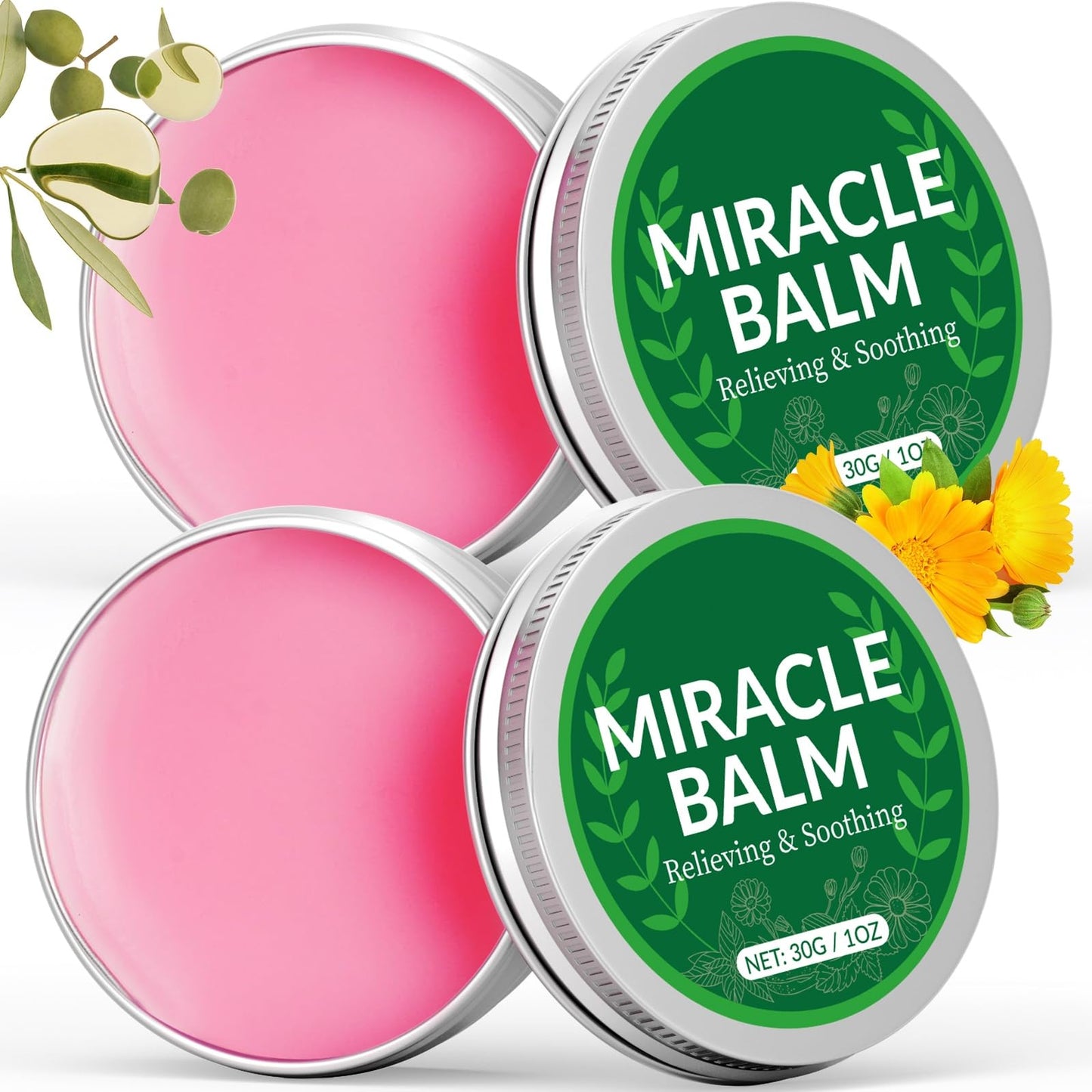 HGFDSWA Miracle Balm, 2 Pack Original Balm for Swollen Legs, Back, Hands & Body, 2 Oz Soothing Cream for Whole Body with Natural Ingredients & Moisture, Long-Lasting & Powerful