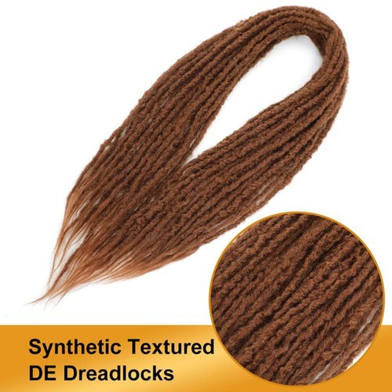 Aguacor Synthetic Textured Dreadlocks Straight Double Ended Dreadlock Extensions with Texture 20inches 25 Strands Thin Soft DE Dreadlock Extensions for Women (25 Strands, 30#)