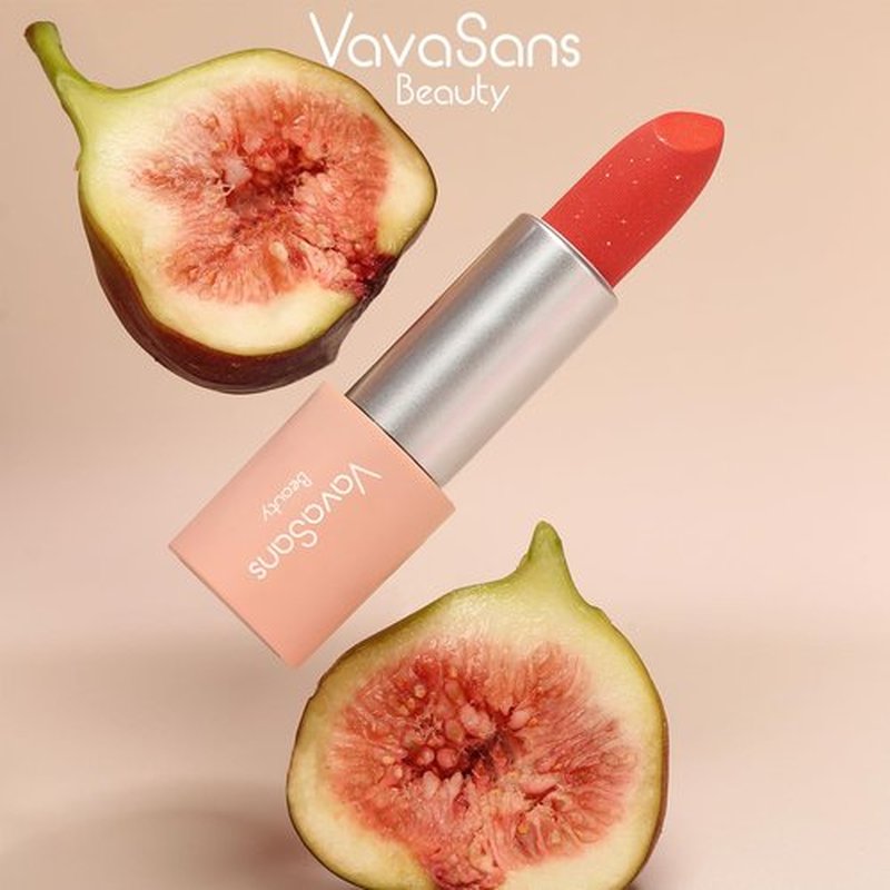 VavaSans Vegan Glitter Lipstick Coral Bouquet Shimmer Metallic Sparkling Pink Peach Shade Long Lasting Waterproof Non-Sticky Formula Diamond Shiny Highly Pigmented Lip Stick for Women