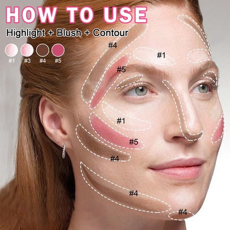 DAMUSI 6PCS Highlighter and Contour Sticks,Shades with Highlighter Stick,Cream Bronzer Stick,Cream Blush Stick for Sculpt the Cheeks,Lightweight Contour Makeup Kit for Beginners - Set B