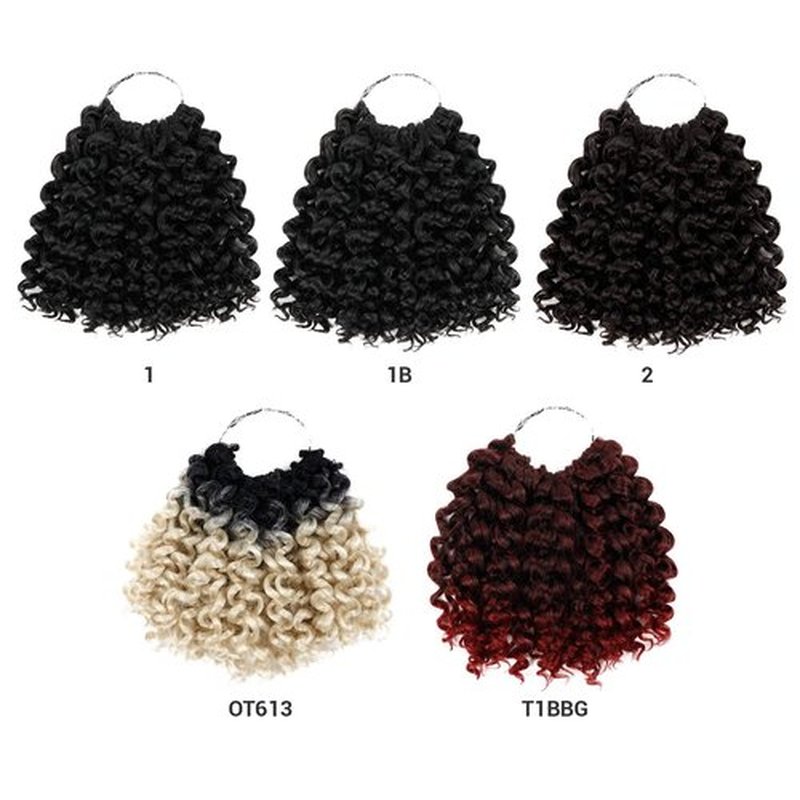 8 Bundle (4 Pack) 8 Inch AU-THEN-TIC 2X Spiral Wand Curl Crochet Braids Jamaican Bounce Curly for Black Women Syntheric Hair Extensions FreeKalon Fiber (4-Pack, 1B-Off Black)