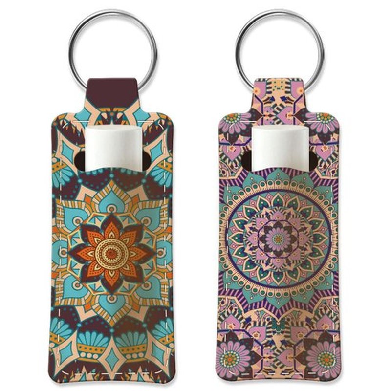 OLYCRAFT 2pcs Lipstick Holder Keychain Mandala Pattern Lip Balm Holders Elastic Diving Fabric Lipstick Keychains Portable Lipstick Holder Bags Lipstick Sleeve Key Ring Holder for Lipstick Chapstick