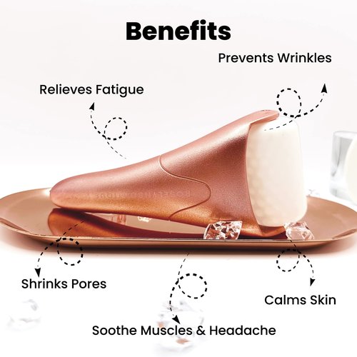 ROSELYNBOUTIQUE Ice Roller for Face Wrinkles Fine Lines Puffiness Stick Massager Facial Skin Care Tools Self Care Gifts for Men Women (Rose Gold)