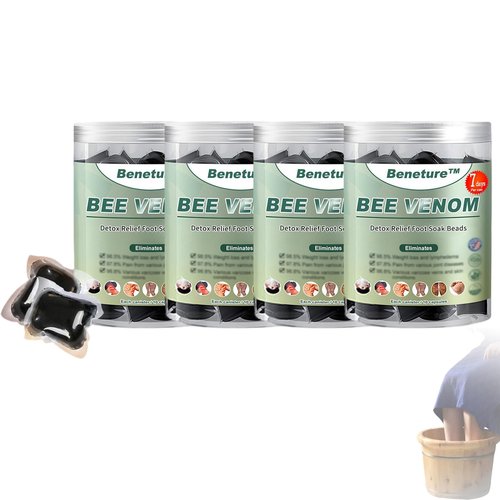 Beneture Bee Venom Detox Relief Foot Soak Beads, Bee Venom Foot Soak Beads, Detox Foot Soak Beads for Foot Soaking Tub Pedicure Relief Foot (4 Cans)