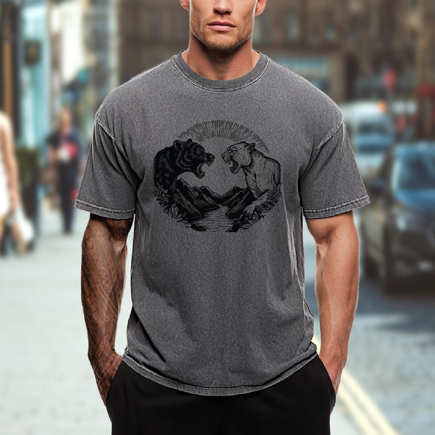 domirica Comfortable Shirts for Men Solid Grey 100% Cotton Acid Washed Mens Graphic Tee Baggy Oversized 2026 Summer Gym Beach Men Clothes,2XL