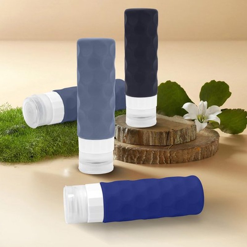 Silevoler Travel Bottles for Toiletries, 4pcs Tsa Approved 3oz Travel Size Containers, BPA Free Leak Proof Premium Silicone Travel Bottles,Refillable Liquid Travel Accessories W/Toiletry Bag (Blue)