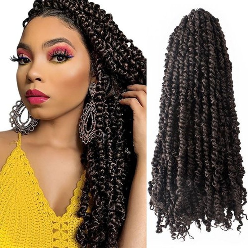 Niseyo 18 Inch Passion Twist Hair Pre-twisted 8 Packs Long Pre-looped Crochet Passion Twist Crochet Hair Long Braids (4#/Brown)