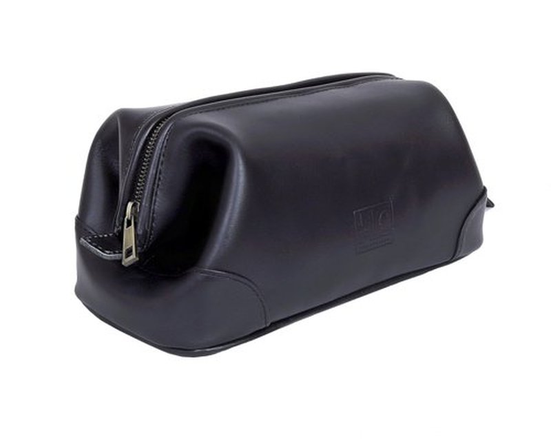 HLC Leather Toiletry Bag for Men - Best Gift for Men - Premium Genuine Leather Dopp Kit Shaving Kit Organizer Travel Kit Pouch Bag for Men - Large Size (Black)