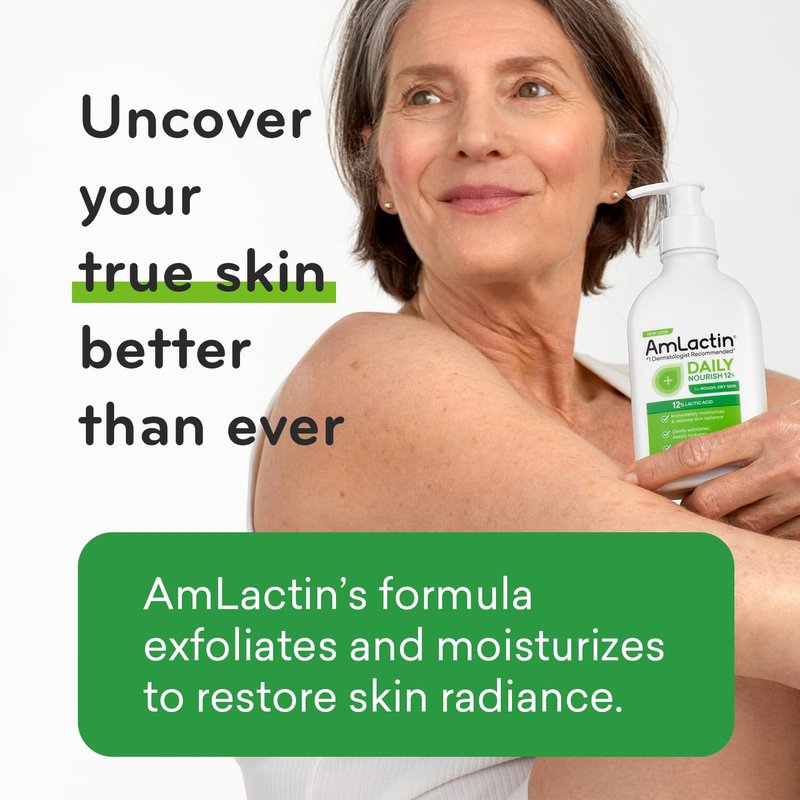Gold Bond Rough & Bumpy Cream - 8 oz | AmLactin Daily Nourish Lotion - 14.1 oz with 12% Lactic Acid for Dry Skin